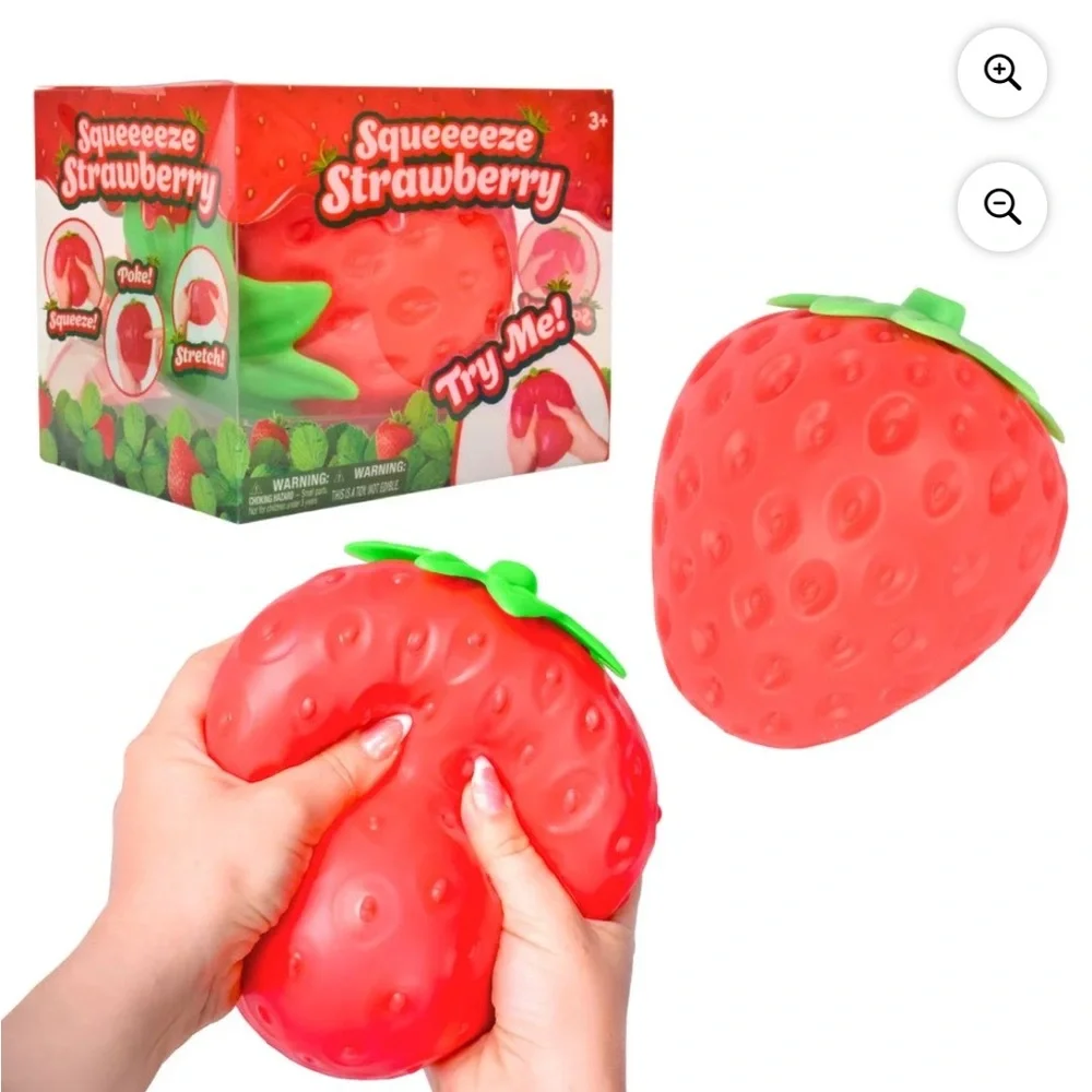 Super VIRAL & HARD find..Squeeze Strawberry Stress Relief Squishy Toy - Red